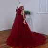 2019 Nuovo arrivo Abiti da sposa gotici rosso scuro 2019 con maniche ad aletta Perline cristalli Illusion Back Donna Abito da sposa moderno non bianco