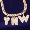 Custom name Baguette Letters Cuban Chain Necklace 10mm Width Iced Out Cubic Zircon Men's Hip Hop Jewelry Rock Street Gold Silver Necklaces