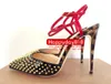 Casual Designer sexy lady fashion women shoes leopard patent leather spikes slingback stiletto pointy toe heels pumps 12cm 10cm big size 44