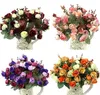 1 Bouquet de roses artificielles, 21 têtes, fleurs colorées en soie, fausses fleurs pour la beauté, décoration de fête de mariage à domicile, GB1249