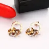 Womens Rose Gold Stainless Steel 3 Rings Roman Numerals Dangle Drop Stud Piercing Earrings7663413
