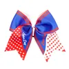 8'' Grande 4 de Julho Cheer Bows Feito à Mão Bandeira Americana Patriótica Faixas Elásticas Laço de Cabelo Cheerleading para Meninas Acessórios de Cabelo 5 Cores