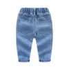 Nouvelle mode enfants filles vêtements hors épaule culture hauts trou blanc Denim pantalon Jean bandeau 3 pièces enfant en bas âge enfants vêtements 2208585