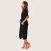 Casual Bandage Split Summer Dress for Women 2019 Solid Vintage Cotton Linen Vestidos V-Neck High Waist Sexy Dress Robe Femme