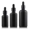 Bottiglie di vetro vuote di alta qualità con bottiglie di olio essenziale di contagocce Frost Nero 30 ml 50 ml 100 ml con pipetta di vetro