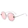 럭셔리 멋진 라운드 선글라스 영어 문자 작은 꿀벌 태양 안경 남성 여성 브랜드 안경 디자이너 패션 남성 여성