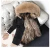 2019 moda inverno colar Raccoon naturais pele grossa Parka Raccoon forro de pele jaqueta de sólidos a granel roupas femininas verdadeiro casaco de pele MX191025