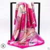 90cm90cm 2016 Big Tamanho Big Silk Square Scarf Feminino Marca de moda de alta qualidade IMITATION Lenços de cetim de seda Poliéster Shawl Hijab Brand1509774