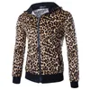 2019 Vår Höst Mäns Casual Jacka Hooded Jacka Män Leopard Tryckta Slim Fit Mens Jackor och Coats Zipper Leopard Coats