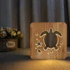 Creative en bois tortue veilleuses pour enfants enfants cadeau d'anniversaire en bois massif creux sculpté veilleuse 3D Animal tortue lampe de table