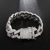 18K guld vit guldpläterad bling cz cublic zirconia mens hip hop iced out kubansk länk kedja armband diamant curb armband gåvor för killar