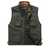 Fashion-Men Andas Midistor Sommar Höst Ärmlös Men Vest Multipockets Jacka Fashion Colete Masculino Mandarin Collar