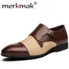 Merkmak 2020 apontou homens dedo do pé vestido sapatos moda fivela negócio sapatos casuais estilo britânico tamanho grande 48 festa calçado casamento