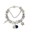 Hot Charm Star Moon Frisado Pulseira para Pandora Jóias Banhado a Prata de Alta Qualidade Temperamento DIY Pingente com Pingente Lady Pulseira com caixa