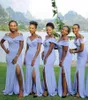 Simple Lavender Long African Bridesmaid Dresses Off Shoulder Mermaid Style Front Split Wedding Party Dresses New Maid Of Honor Dress