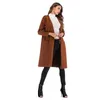 Qnpqyx ny höst trench lång solid stickad jacka casual spets upp långärmade fickor ytterkläder cape knitwear coat outwear kappa