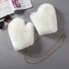 New Faux fox fur Mittens Female Gloves Lined pu Glove Russian winter Removable Chain Fur White Gloves womens fashion gloves D190117942181