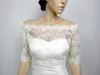 2022 In Stock Off The Shoulder Wedding Jacket With Sleeves Bridal Lace Bolero For Evening Party Formal Dress Plus Size Custom Made