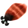 Brasilianisches reines Haar 1B / 350 gerade 3 Stück / Los bündelt 10-28 Zoll drei Bündel 1b 350 Ombre 100% Echthaarverlängerungen