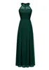 Vestido verde escuro vestido de dama de honra chiffon chiffon festa vestido halter feito de dama de honra vestidos de dama de honra e chiffon vestido de noite de casamento