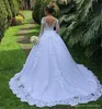 Новая линия свадебных платьев с длинными рукавами Western Garden с открытыми плечами и кружевом Аппликация Ruched Sweep Train Длинные платья для невест