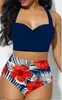 S-5XL Traje atractivo del bikiní del traje de baño de verano girasol Impreso de alta de la cintura del traje de baño de Split mujeres trajes de dos piezas Bikini de playa de baño YP172