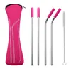 8.5" 9.5" Straws Portable Silicone Tip Cover Stainless Steel Straws Straight Bent Drinking 30 20oz Straws Travel Neoprene Storage zipper Bag