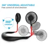 Portable Neckband Electric Fans USB Gadgets Hand Free Personal Mini Sport Fan 3 Speeds Adjustable LED Light for Sports Travel Outdoor office