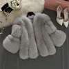 Pele feminina faux moda artificial casaco mulheres meninas 3/4 manga fofo curto grosso casacos jaqueta peluda festa sobretudo 2021 inverno1