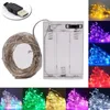 妖精のライト文字列USB電池式の防水2M 5M 10M 20 100 LEDS文字列シルバーラインホタルホリデーライトストリップ
