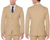 Gloednieuwe Beige Classic Style Two Button Bruidegom Tuxedos Notch Revers Groomsmen Beste Man Blazer Mens Bruiloft Past (Jack + Pants + Vest)