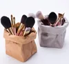 DHL 50pcs bolsas de cosméticos mujeres kraft papel impermeable gran capacidad abierta maquillaje bolsa marrón gris
