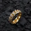 Hip Hop Punk Ring Cuban Link Chain 8mm Zircon-plated Real Gold Trend Men's Ring Rock