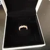 Ny 18k Rose Gold CZ Diamond Ring Set Original Box för Pandora Real 925 Silver Blommor Mode Luxury Wedding Ring för kvinnor