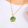 Drachen-Phoenix-Muster-Jade-Damen-Herren-Anhängerkette, exquisiter 18-Karat-Gelbgold gefüllter Modeschmuck Present233B