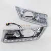 Luces de circulación diurna LED July King con luz intermitente amarilla para Cadillac SRX 2010-2015, LED DRL con cubierta de lámpara antiniebla electrochapada