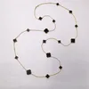 Whole High quality fashion jewelry clover shell agate jewelry big small size four leaf 16 Flower Necklace 90cm310E