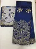Tissu en dentelle D.blue George, 5Yards, nouvelle mode, avec motif brodé et 2yards de dentelle française pour vêtements, OG7-5