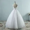 Ball Gowns Spaghetti Straps White Ivory Tulle Wedding Dresses 2020 with Pearls Bridal Dress Marriage Customer Made Size