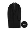 S-6XL! Men's autumn winter wool wool overcoat south Korean version of the pure color long loose coat men's trend