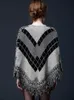 2019 Jesień Kobiety Sweter Batwing Knitwear Rękawem Tassel Hem Luźne Pulower Bluzka Nieregularna płaszcz Pcho Poncho Cape Knitting Swetry