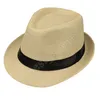 Moda Chapéus para Mulheres Fedora Trilby Gangster Cap Verão Praia Sun Palha Chapéu Panamá com Faixa de Fita Sunhat ZZA1005