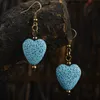 8 colors Lava Rock Heart shape Dangle Earrings Essential Oil Diffuser Natural stone Drop Ear Rings For women Fashion Aromatherapy Jewelry