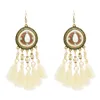 3 Colors Ethnic Thread Tassel Resin Beads Long Drop Earrings for Women Boho Festival Party Jewelry