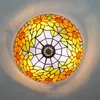 Tiffany Glass Plafond Licht 16 "E27 Gebrandschilderd Bril Slaapkamer Woonkamer Eetkamer Balkon Plafondlamp Fixtures Zonnebloem