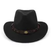 Kobiety Mężczyzna Wełna Filtu Western Cowboy Kapelusze Szerokie Brim Jazz Fedora Trilby Cap Panama Style Karnawał Kapelusz Floppy Cloche Cap