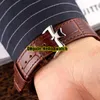 Cheap New Overseas 5500V 000R-B435 Automatic Mens Watch Date Brown Dial Rose Gold Case Brown Leather Strap Gents Watches Hello wat303G