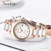 Sunkta Ny Rose Gold Watch Women Quartz Klockor Ladies Toppmärke Lyxig Kvinna Armbandsur Tjej Klocka Kvinna Gåva Zegarek Damski 210310