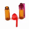 Färgglad 36mm 51mm resestorlek akrylplastflaska snus Snorter Dispenser Glass Pill Case Injektionsbox med sked7003698