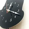 Wit Zwart Kwispelende Staart Kat Ontwerp Wandklok Kinderen Slaapkamer Wanddecoratie Uniek Cadeau Creatieve Cartoon Mute DIY Clock336A